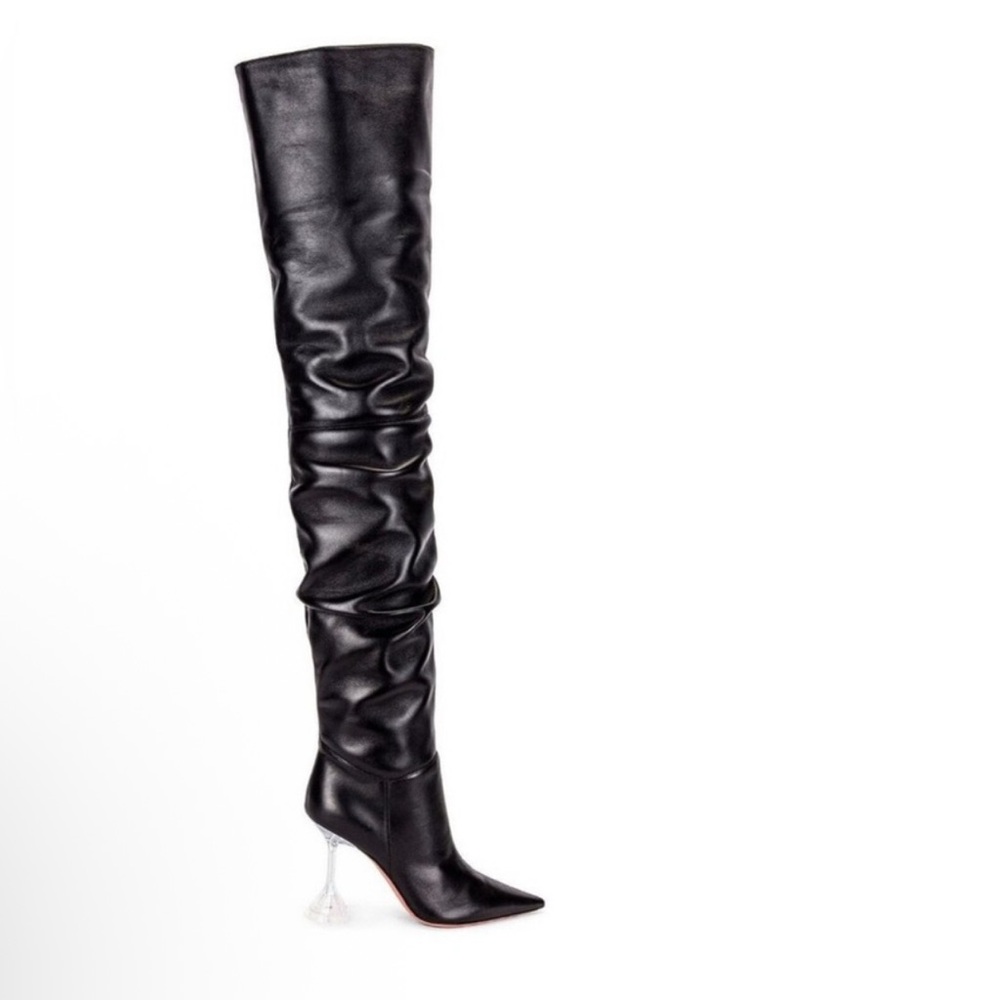 Amina Muaddi Olivia Glass Black OTK Boots 36.5=6.5